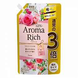 Кондиционер для белья LION Aroma Rich Diana, c ароматом малины, английской розы и магнолии, мягкая упаковка с колпачком, 1200мл.