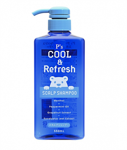 Освежающий шампунь для кожи головы KUMANO YUSHI P's COOL & Refresh с цитрусовым ароматом, 550 мл