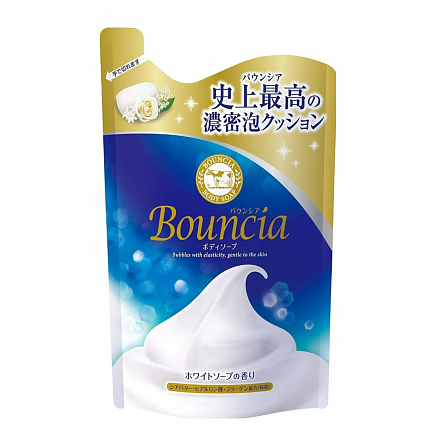 Сливочное жидкое мыло для рук и тела Cow Brand Bouncia с гиалуроновой кислотой и коллагеном аромат свежести, 400 мл запасной блок