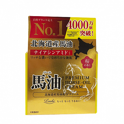 Премиальный увлажняющий крем для лица и тела COSMETEX ROLAND Loshi Moist Aid Premum Horse Oil Cream с лошадиным маслом и ниацинамидом, 40 г