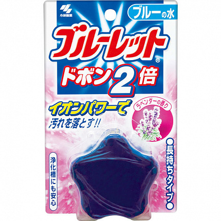 Таблетка для бачка унитаза очищающая и дезодорирующая KOBAYASHI Bluelet Dobon Double Lavender, с ароматом лаванды, 120 г