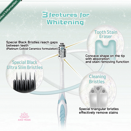 Зубная щётка отбеливающая Dentalpro Black Whitening, с платиновой коллоидной керамикой, мягкая