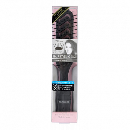 Профессиональная скелетная расческа VeSS HAIRSTYLING PRO Skeleton Brush для сушки и укладки волос, черная