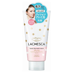 KOSE Пенка для умывания увлажняющая Softymo Lachesca Clay Wash Moist, с белой глиной и гиалуроновой кислотой, 130г