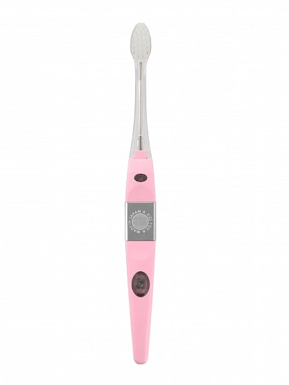 Компактная ионная электрическая зубная щётка средней жесткости HUKUBA DENTAL ION Kiss You с двухуровневой щетиной, розовая